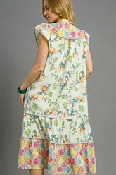 Floral Patchwork Garden Midi Dress - Bohemian Charm, Dresses, $ 65.00, A Moment Of Now™